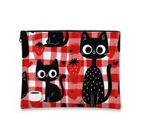 Simpatica trousse per il trucco con gatti neri, graziosa borsetta da viaggio a tema gatto, per donne, organizer portatile con cerniera, borsa da toilette per uso quotidiano, scelta perfetta per gli