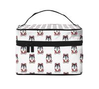 Simpatica trousse per trucchi con cane vampiro husky, simpatica borsa per cosmetici da donna, borsa da toeletta, grande borsa organizer da viaggio per il trucco