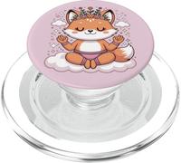 Simpatica volpe da yoga, motivo: Lotus Pose, motivo mandala per la consapevolezza PopSockets PopGrip per MagSafe