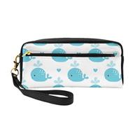 Simpatiche balene blu, Borsa per il trucco Borsa per cosmetici Borsa da viaggio portatile da toilette Astuccio in pelle per donne e ragazze