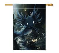 Simpatiche bandiere nere Axolotl per la casa, 71,1 x 101,6 cm, double face, decorative per esterni, in tela di salamandra marina, bandiere per la casa, bandiere decorative per esterni