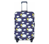 simpatiche coperture per bagagli da viaggio con nuvole di pecore blu navyblue - Elasticità coperture per valigie protettive per bagagli 45-81 cm, Nero , L