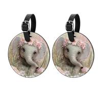 Simpatiche etichette per bagagli a forma di elefante, in pelle PU, per borsa da viaggio per navi da crociera, etichetta ID rotonda e anello in metallo, adatte per borsa da viaggio