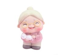 Simpatiche figure in vinile per torta del nonno e della nonna, decorazione per feste di compleanno, ornamenti in stile smaltato, 4,8 cm (A)