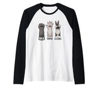 Simpatiche Forbici di Carta Raccoon Paws Rock Maglia con Maniche Raglan