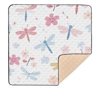 Simpatiche libellule colorate bianche 1 grande ed elegante tappetino per attività per bambini e bambini, non tossico, per giocare sulla pancia, per bambini, bambini, bambini, bambini, 127 x 127 cm