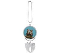 Simpatiche lontre auto appeso ornamento specchietto retrovisore ciondolo regali fortunati ornamento appeso divertente ciondolo auto per ufficio decorazione casa auto argento stile
