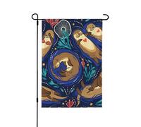 Simpatiche lontre nel mare - Bandiera da giardino bifacciale indossabile - Decorazione per esterni adatta a tutte le stagioni - 71x102 cm