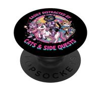 Simpatiche ragazze nerd, gatti, missione secondaria, principessa unicorno distratta PopSockets PopGrip Adesivo