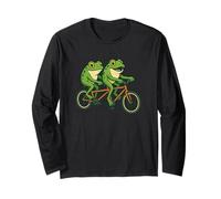 Simpatiche rane con bici tandem per gli amanti del rospo e del doppio motociclista Maglia a Manica