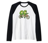 Simpatiche rane con bici tandem per gli amanti del rospo e del doppio motociclista Maglia con Maniche Raglan