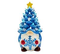 Simpatiche statuette natalizie in resina con cappello per albero di Natale illuminato, per casa, tavolo, caminetto, davanzale, 8,6 x 6,6 x 13,5 cm