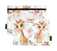 Simpatici 3 perforatori per raccoglitori con occhi di giraffe in stile cartone animato, con finestra trasparente, per scuola, scuola, insegnanti, confezione da 2