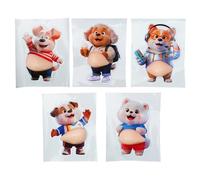 Simpatici adesivi 3D per la pancia, 5 pezzi, simpatici giocattoli 3D per bambini, adesivi per la pancia da schiacciare, decalcomanie a forma di animali in stile cartone animato, per libri di testo