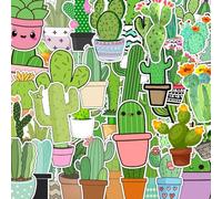 Simpatici adesivi cactus, 50 pezzi, per laptop, scrapbook skateboard, bottiglia d'acqua, auto, computer, moto, verde, pianta di cactus, impermeabili, per ragazze, ragazzi, bambini, adulti