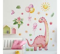Simpatici adesivi da parete a forma di dinosauro, palloncini e fiori, con adorabili disegni floreali e dinosauri, decalcomanie rimovibili, per camere da letto, salotti e aree giochi per bambini