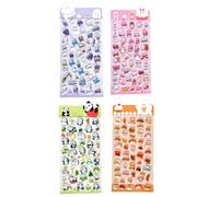 Simpatici adesivi per adolescenti, 4 pezzi, adesivi lucidi, adesivi estetici 3D, per scrapbooking, journaling planner, decorazione per ricompense, computer portatili, bottiglie auto, quaderni
