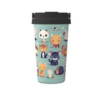 Simpatici animaletti stampati tazza da caffè portatile - appositamente progettata per gli amanti del caffè, adatta per auto, ufficio e uso esterno!