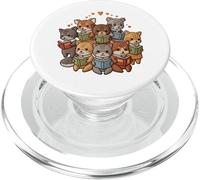 Simpatici animali che leggono libri in design a fumetti e effetto ricamo PopSockets PopGrip per MagSafe