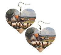 simpatici animali della fattoria stampe eleganti orecchini a forma di cuore leggeri accessori da donna perfetti per feste e San Valentino.