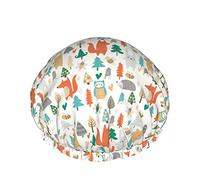 Simpatici Animali Della Foresta E Alberi Cuffia Da a Impermeabile Riutilizzabile Da Bagno Elastica Per Donna, Cappucci Per Ragazze Spa Uso Domestico, Hotel E Parrucchiere