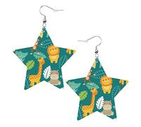 Simpatici animali della giungla Orecchini in pelle a forma di stella Orecchini pendenti semplici da donna per lei