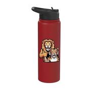 Simpatici animali della giungla tigre leone amicizia bambini genitori Stainless Steel Insulated Water Bottle