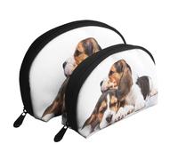 Simpatici animali domestici Cuccioli di Beagle Cani, Borsa per trucco a conchiglia Portamonete da donna Borsa da toilette piccola Borsa per cosmetici 2 pezzi