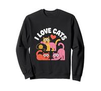 Simpatici Baffi in Filato «I Love Cats» a Forma di Cuore Felpa