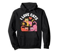 Simpatici Baffi in Filato «I Love Cats» a Forma di Cuore Felpa con Cappuccio