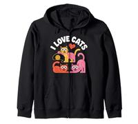 Simpatici Baffi in Filato «I Love Cats» a Forma di Cuore Felpa con Cappuccio
