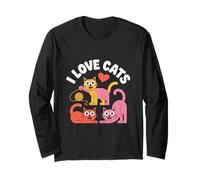 Simpatici Baffi in Filato «I Love Cats» a Forma di Cuore Maglia a Manica