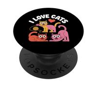 Simpatici baffi in filato «I Love Cats» a forma di cuore PopSockets PopGrip Adesivo