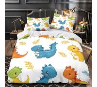 Simpatici bambini dinosauri 3D Stampa Coperteletto 3pz Microfibra Resistente Modello di animali dei cartoni animati Coperta Letto 2 federe Resistente Adolescenti Adulti Giovani Single（140x200cm）