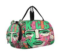 Simpatici Bisonti Faccia Doodle Borsa Sportiva da Nuoto e Palestra con Scomparto per Scarpe Borsa da Viaggio per Il Fine Settimana Borsone per Ragazzi