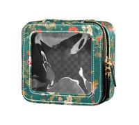 Simpatici bradipi su limoni gialli impermeabile trasparente piccola borsa per il trucco per la cura della pelle sacchetti cosmetici per le donne, Colorato Piccolo Liberty Blooming Green, Taglia unica