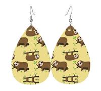 Simpatici bradipi su limoni gialli orecchini in pelle per le donne orecchini in pelle trafitto a goccia set di gioielli di compleanno regali di Natale per le donne