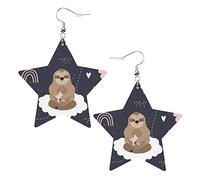 Simpatici bradipi sulle nuvole Orecchini in pelle a forma di stella Orecchini pendenti semplici da donna per lei