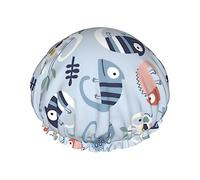 Simpatici camaleonti su sfondo blu modello cuffia da a e cuffia da bagno per donna, cuffia da a reversibile oversize impermeabile grande progettata per tutte le lunghezze di capelli, cuffi