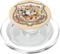 Simpatici cani con cuccia per cani e cibo durante il sonno PopSockets PopGrip per MagSafe