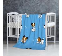 Simpatici cani Jack Russell Terrier con motivo a ossa,Coperta morbida, calda, anti-pilling, in flanella, peluche, 76 x 127 cm