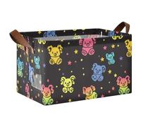 Simpatici cestini portaoggetti pieghevoli decorativi in tessuto con manici, a forma di koala, con orsi, fluorescenti, per scaffali, armadi, cassetti, confezione da 2