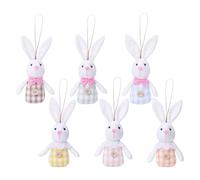 Simpatici ciondoli per albero di coniglio di peluche - 6 simpatici coniglietti di albero di Pasqua con legami | Decorazione natalizia versatile con motivo coniglietto, ornamenti per coniglietto