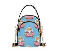 Simpatici criceti astronavi borse a tracolla per le donne tracolla catena borsa telefono cellulare stampa floreale borsa a tracolla frizione cerniera tote, 15 cm × 21,1 cm × 7,9 cm