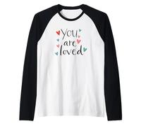 Simpatici cuori da incollare disegnati a mano con scritta "You Are Loved" Maglia con Maniche Raglan