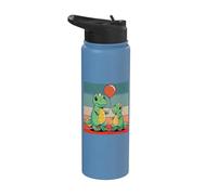 Simpatici dinosauri interazione giocosa con palloncino rosso Stainless Steel Insulated Water Bottle