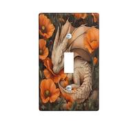 Simpatici draghi autunnali decorativi per interruttore della luce 1 banda singola interruttore, divertente mascherina elettrica con fiori di papavero autunnale per cucina bagno, decorazione con