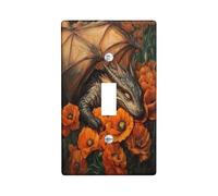 Simpatici draghi autunnali decorativi per interruttore della luce piastra da parete 1 gang interruttore singolo, divertente pannello elettrico con papaveri autunnali per cucina bagno, decorazione con
