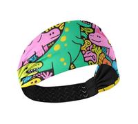 Simpatici e colorati dinosauri dei cartoni animati traspiranti fasce larghe elastiche per il lavaggio del viso Running lavaggio viso diadema para mujer