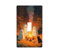 Simpatici fantasmi che arrostiscono sopra un falò Copertura decorativa per interruttore della luce singola Toggle 1 Gang Piastra da parete per cucina, fattoria, camera da letto, bagno, decorazione